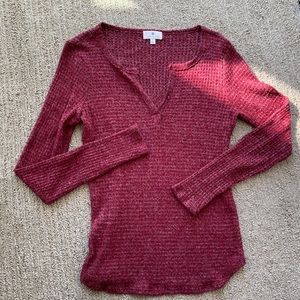 Waffle knit long sleeve top